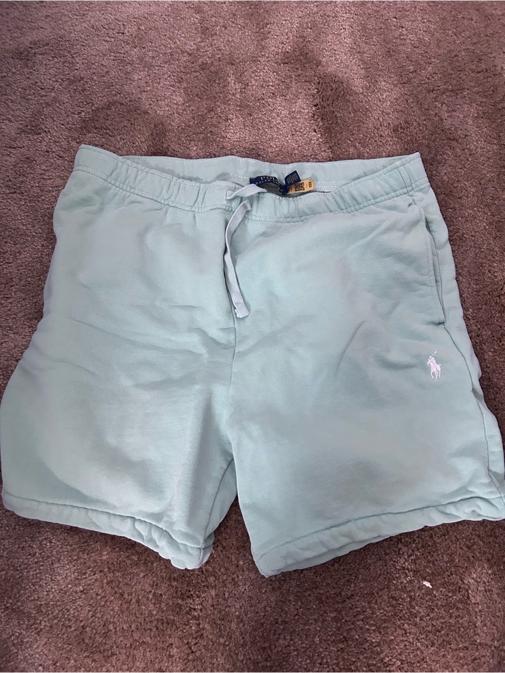 Ralph Lauren Light Aqua Kids Shorts with White Pony Logo